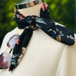 Blume Gemustert Krepp Foulard 51260 01 Schwarz 51260 01 | Sefamerve With Krepp Blume