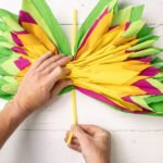 Große Blumen Aus Krepppapier Basteln | Diy Anleitung - Wunderbunt.de inside Große Blume Aus Krepppapier